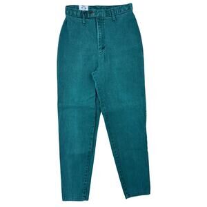 Vintage 80s Women's 10 Green Mom Jeans CAP Ferrat Teal USA Made